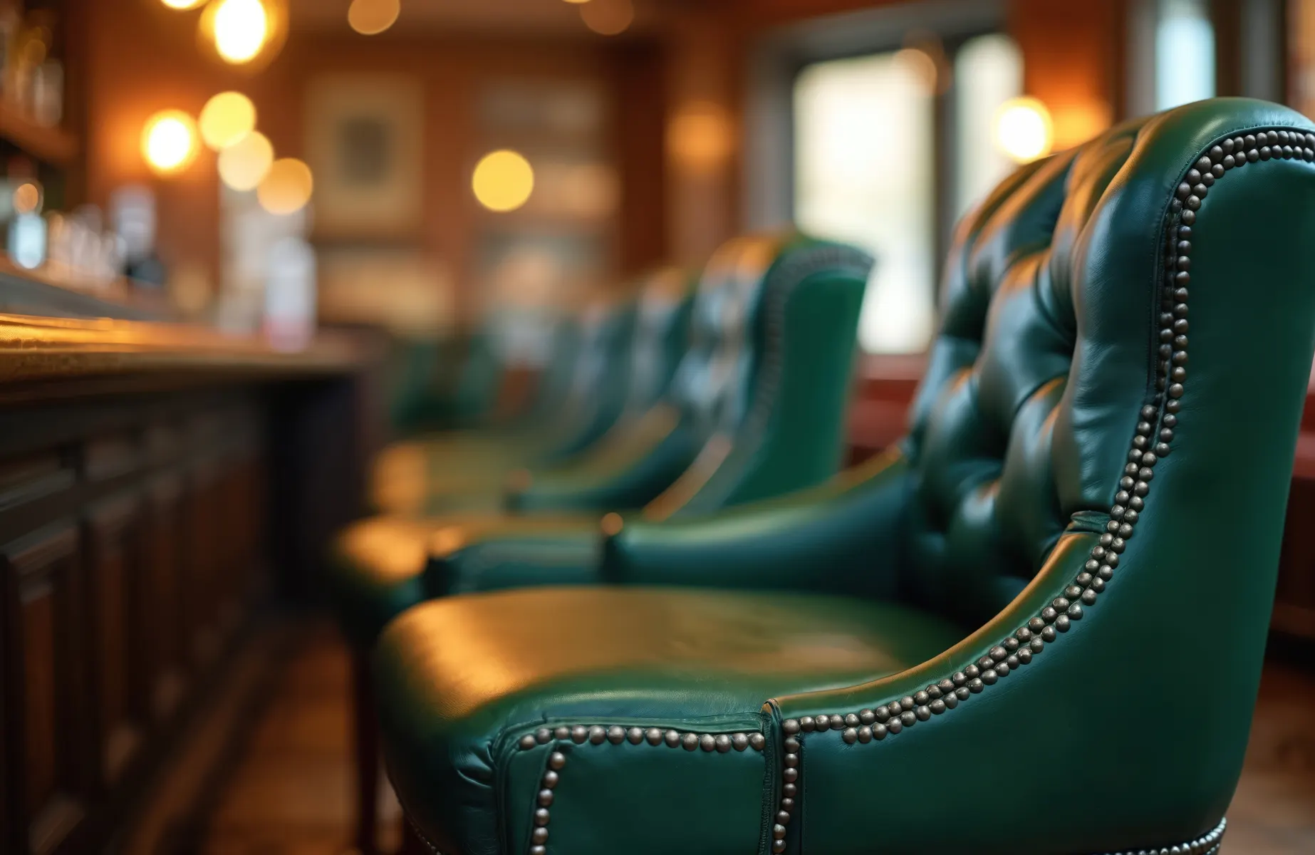 A quiet restaurant bar and lounge, seats empty before service, the room a slow operator is trying to diagnose