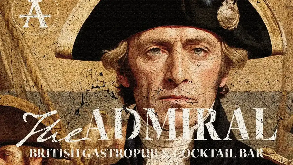 The Admiral brand identity — gastropub signage and wordmark