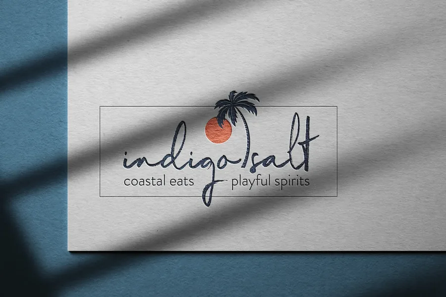 The Indigo Salt brand system laid out across print collateral