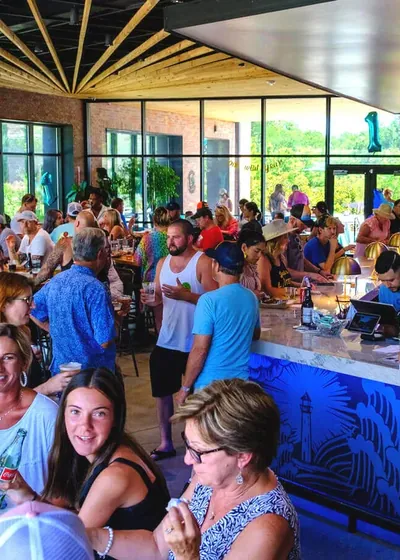 A taproom with the brand carried through the room