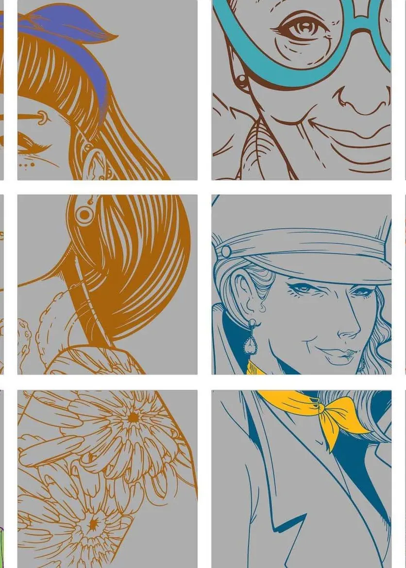 The Siren Rock character illustration set, one drawn portrait per beer