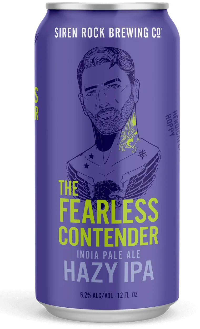 fearless contender hazy IPA, label and can design