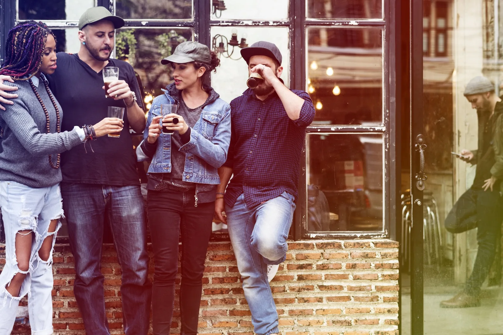 Lifestyle photography of a full taproom, shot for social and web