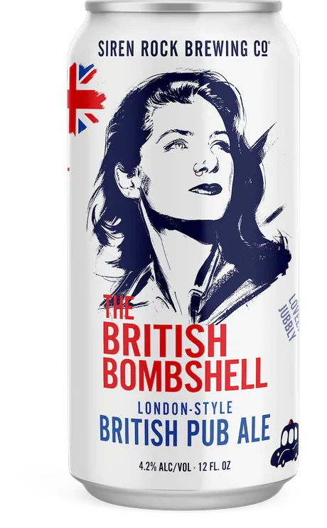 british bombshell beer label and can design