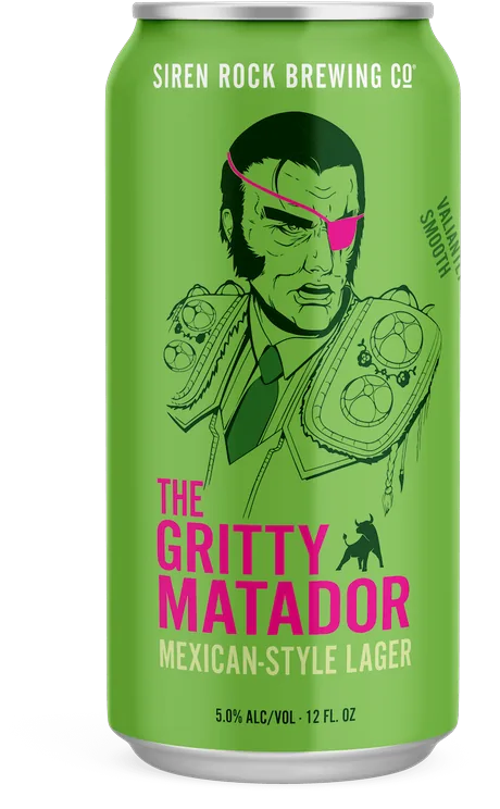 gritty matador beer label and can design